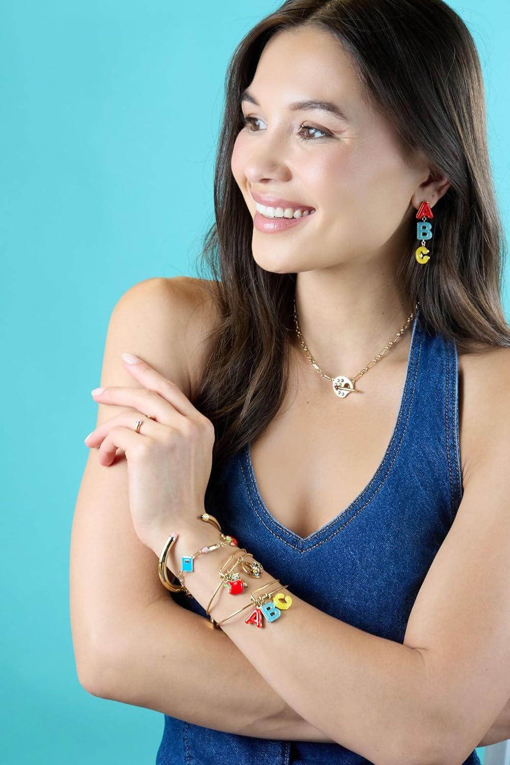 imageAlex and Ani School Charm Collection Playful Enamel amp Resin Charms for Bracelets and Necklaces NickelFree Ideal Gift for Students and TeachersABC Charm Trio Set of 3