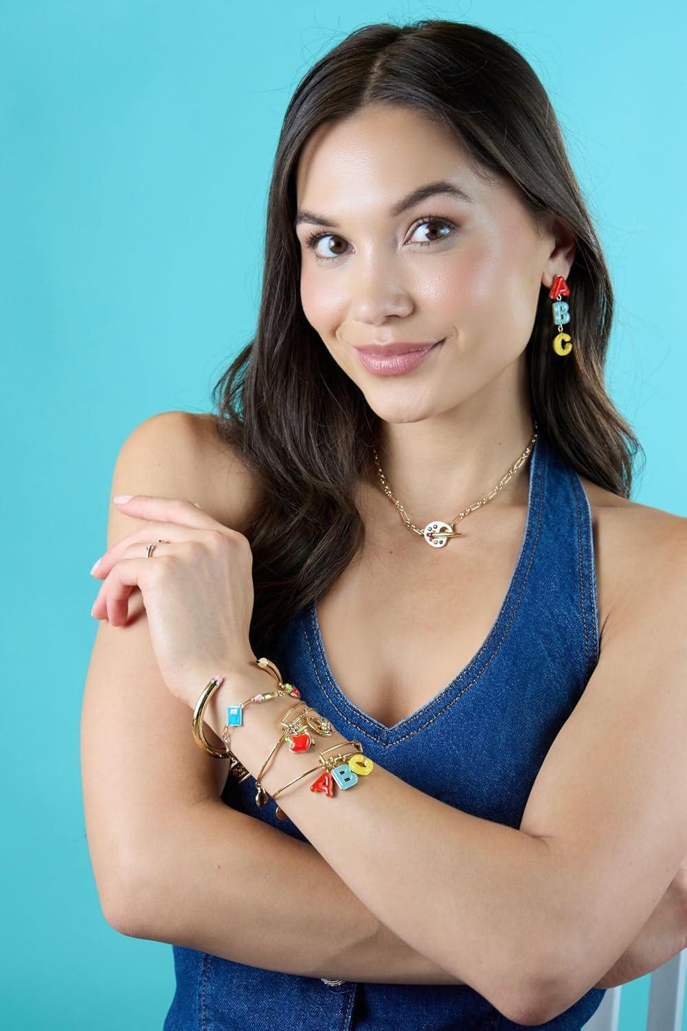 imageAlex and Ani School Charm Collection Playful Enamel amp Resin Charms for Bracelets and Necklaces NickelFree Ideal Gift for Students and TeachersApple Charm