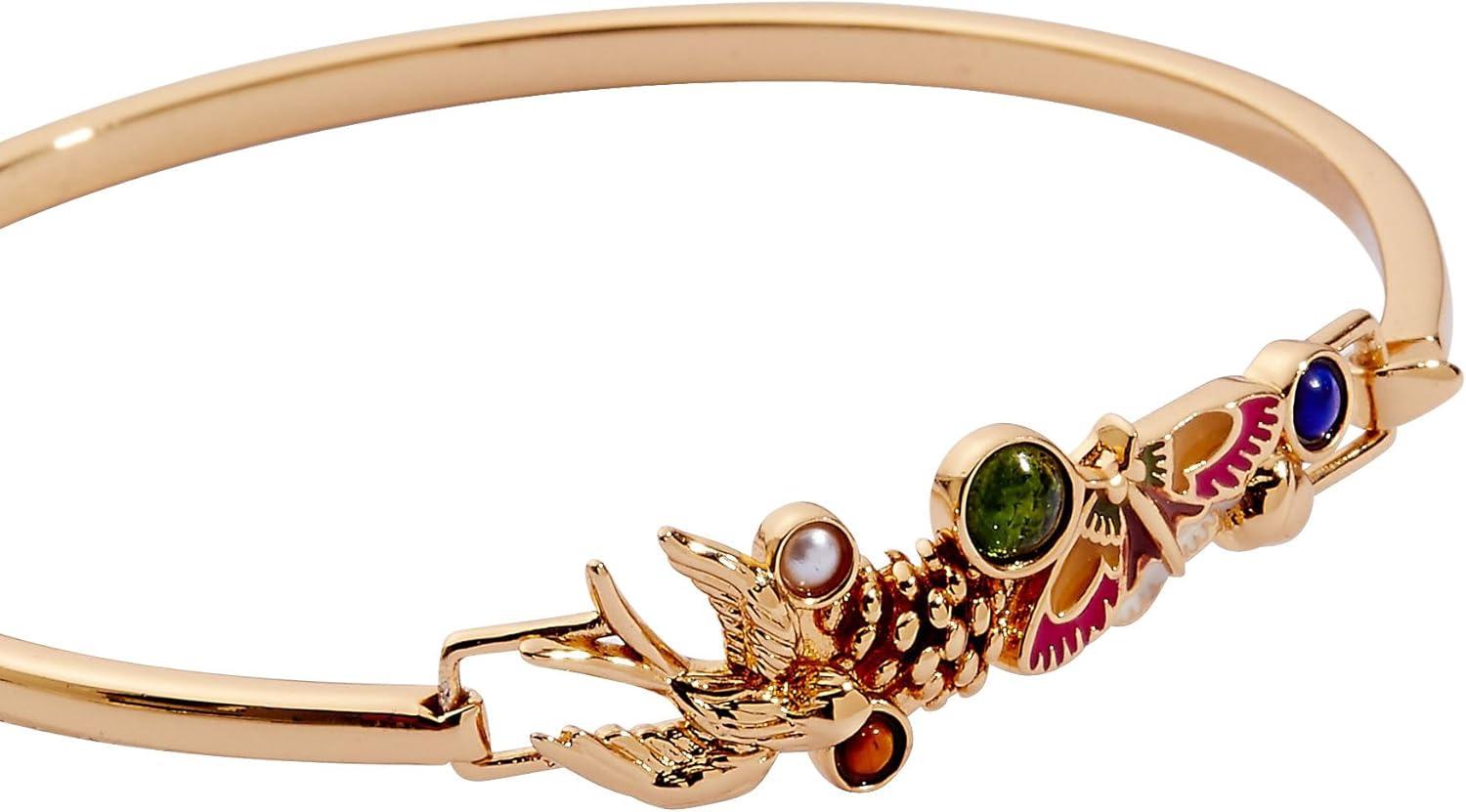 imageAlex and Ani Woodland Bracelets for Women NickelFree Finish Trendy Dainty Design for Everyday Wear Ideal GiftWoodland Gemstone Tension Cuff Shiny Gold