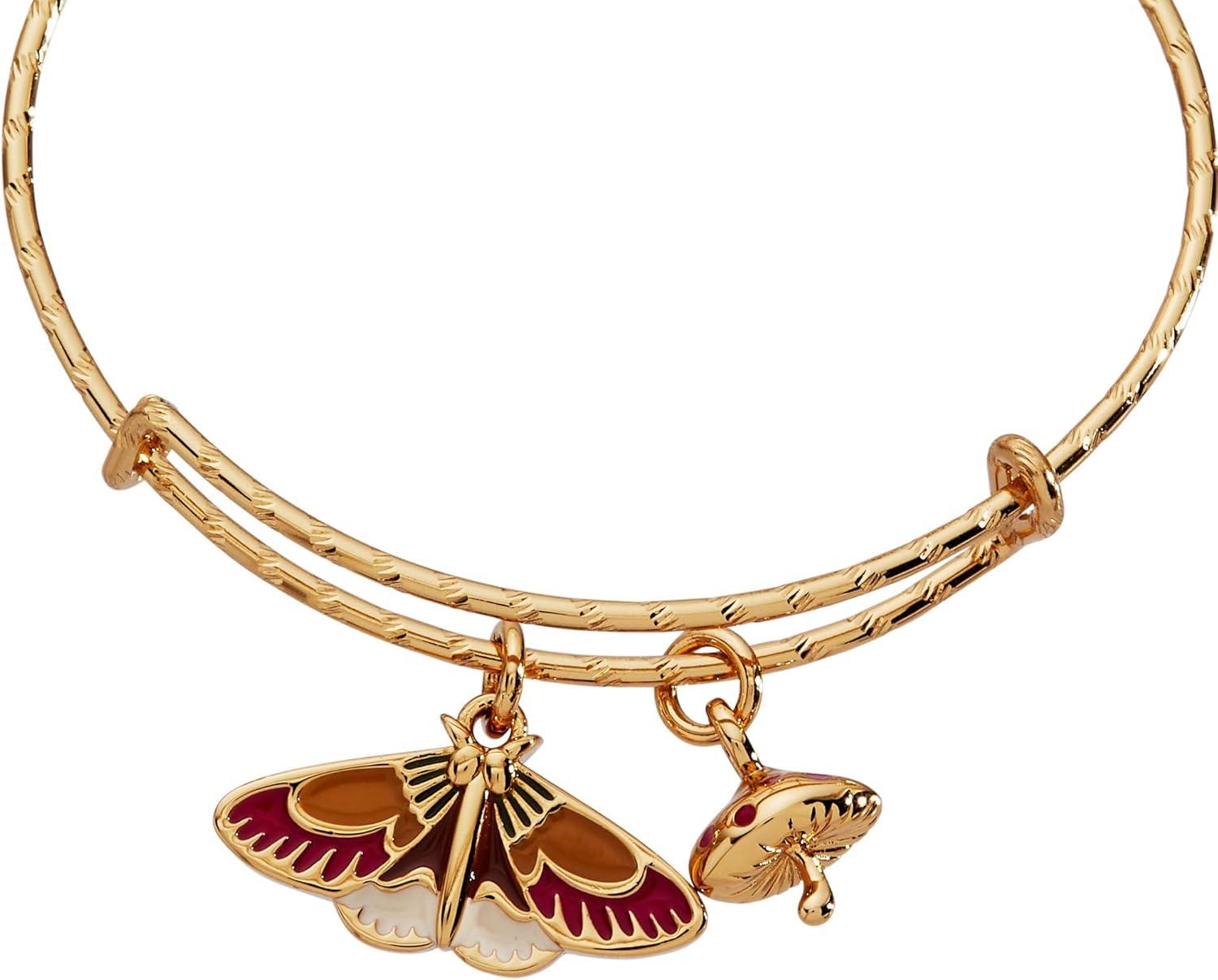 imageAlex and Ani Woodland Bracelets for Women NickelFree Finish Trendy Dainty Design for Everyday Wear Ideal GiftWoodland Moth Duo Charm Bangle Shiny Gold