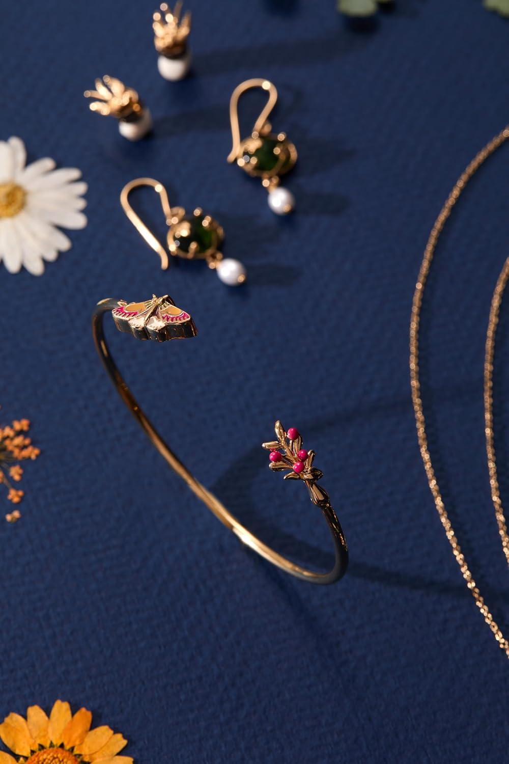 imageAlex and Ani Woodland Bracelets for Women NickelFree Finish Trendy Dainty Design for Everyday Wear Ideal GiftWoodland Moth Flex Cuff Shiny Gold