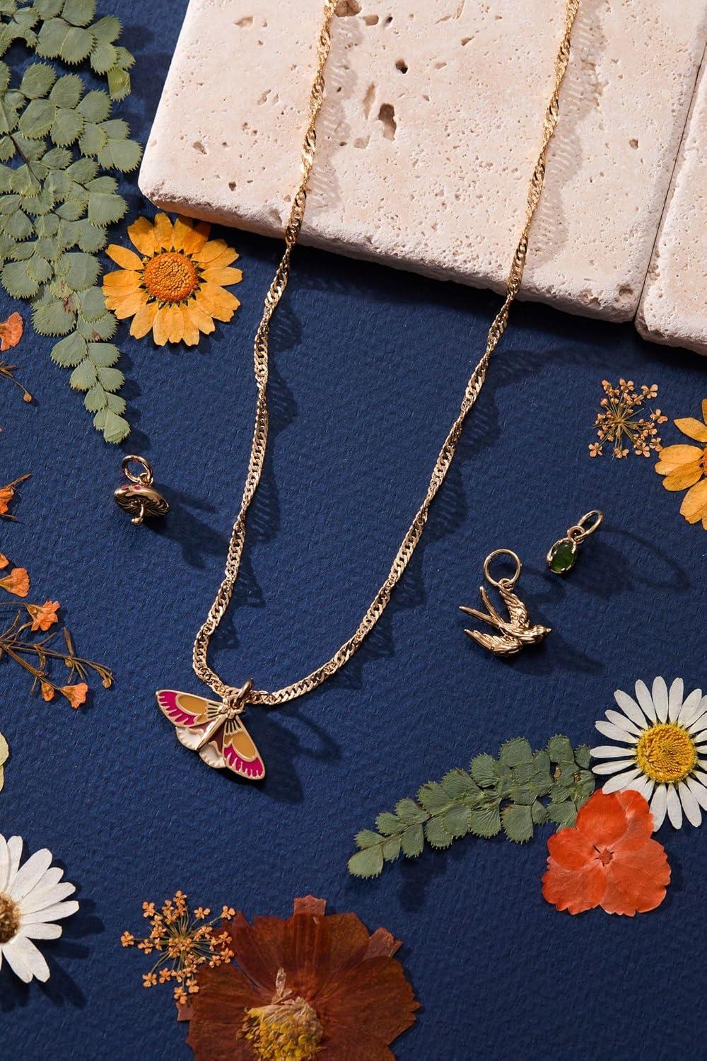 imageAlex and Ani Woodland Charms Layering Charms for Bracelets Nature amp ForestInspired DesignsWoodland Swallow Stone Charm Duo Set Shiny Gold