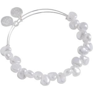 Alex and Ani Keshi Pearl Beaded Bangle(Silver)
