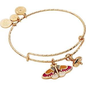 Alex and Ani Woodland Bracelets for Women – Nickel-Free Finish, Trendy, Dainty Design for Everyday Wear, Ideal Gift(Woodland Moth Duo Charm Bangle (Shiny Gold))