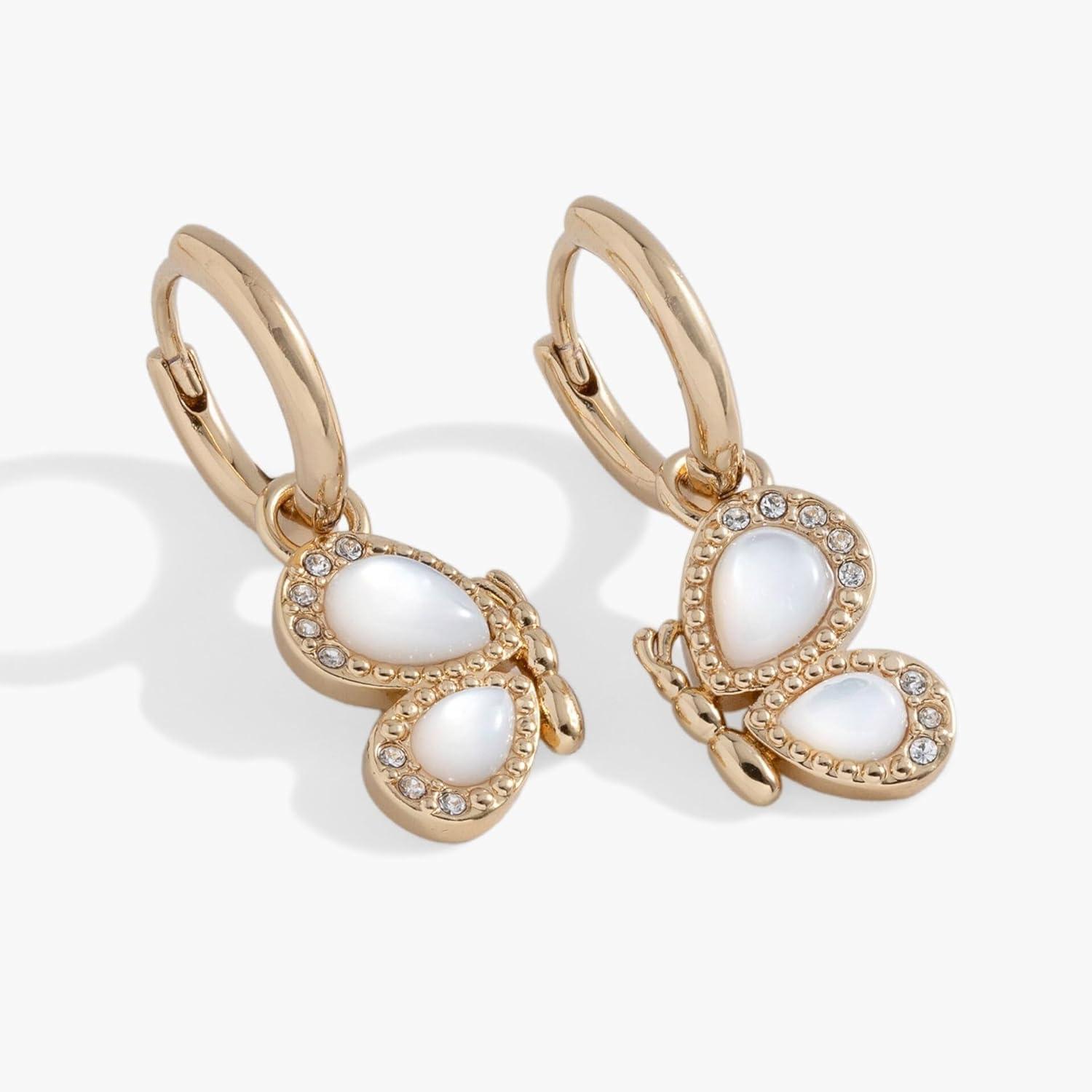 imageAlex and Ani Butterfly Mother of Pearl Huggie Hoop EarringsShiny Gold