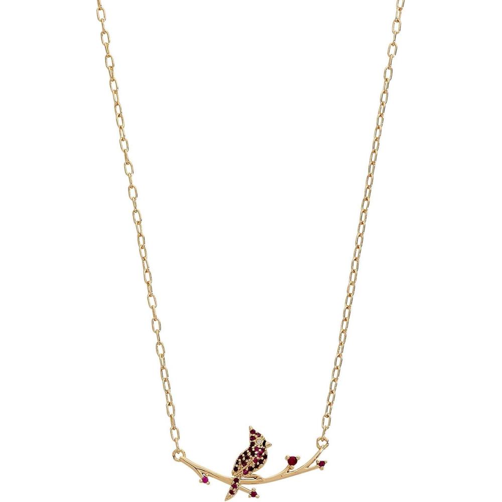 imageAlex and Ani Cardinal Necklace for Women  Ruby amp Clear Pav Accented Necklace Featuring Sacred Cardinal on Branch Meaningful Cardinal GiftsCardinal Shiny Gold