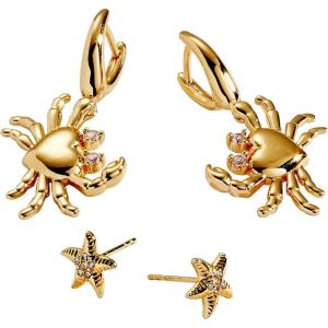 Alex and Ani Seaside Gold Earrings(Crab & Starfish Earring Set)
