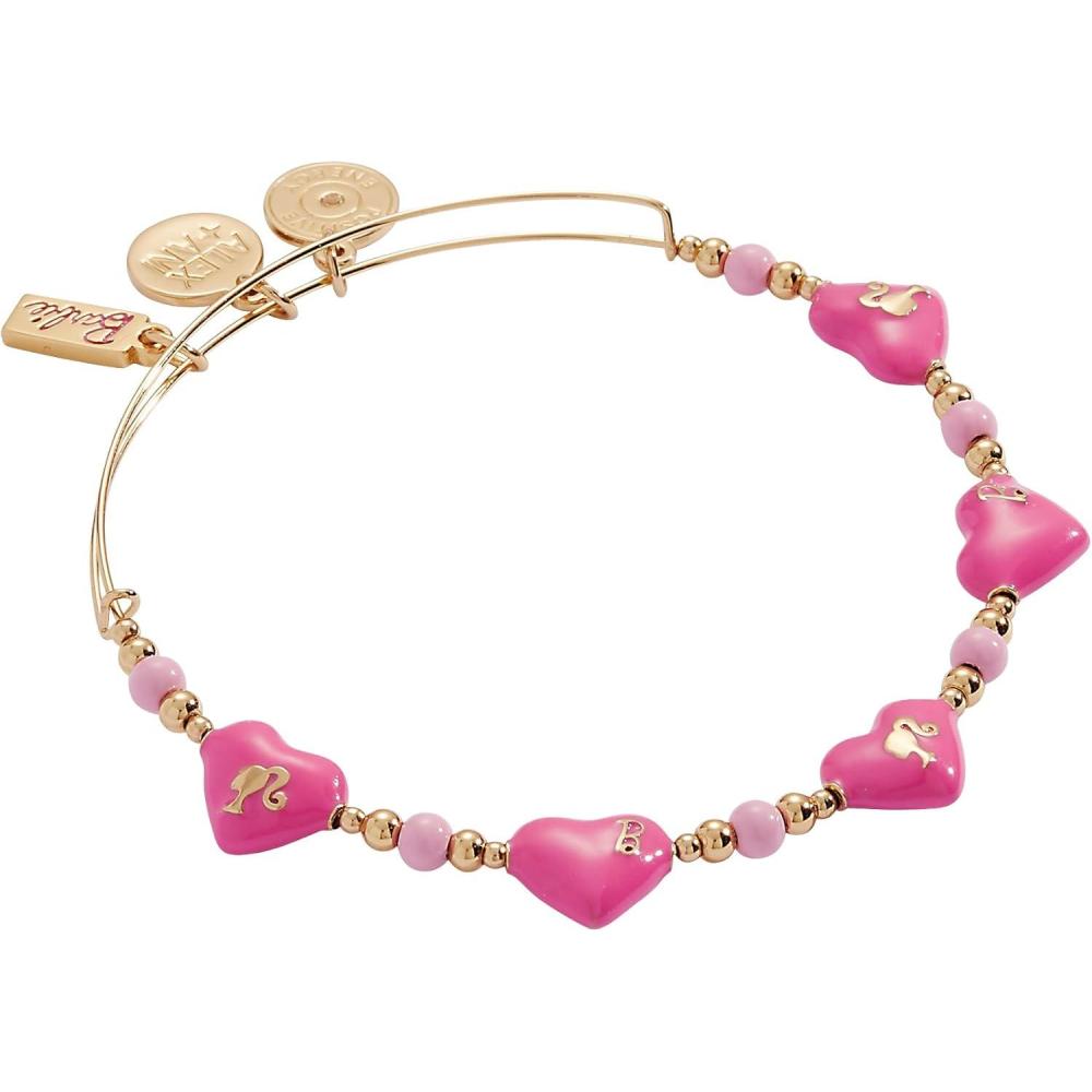 imageAlex and Ani Barbie Gold and Pink JewelryAlex and Ani Barbie Logo Heart Beaded Bangle