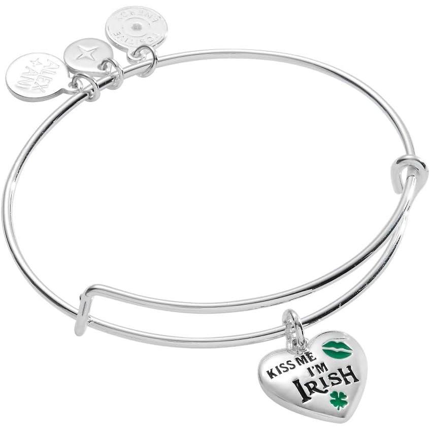 imageAlex and Ani Four Leaf Clover Lucky BraceletsKiss Me Im Irish Charm Bangle