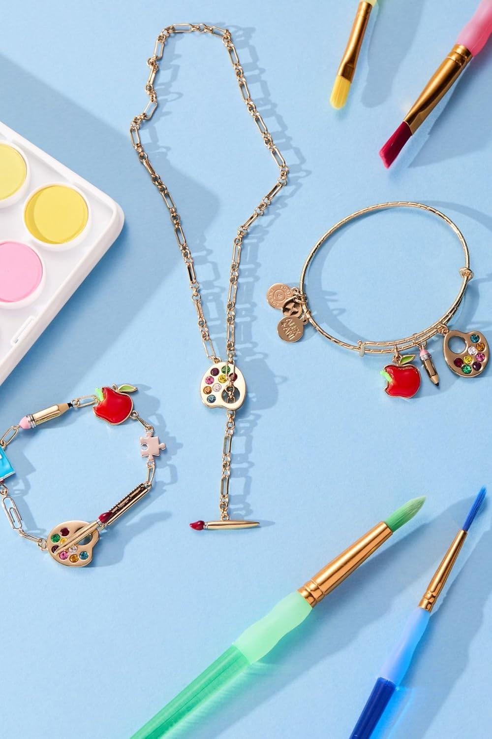 imageAlex and Ani Artist Palette amp Paint Brush Toggle Necklace Artsy GoldTone Charm Necklace Perfect for Expressing Creativity Ideal for Women