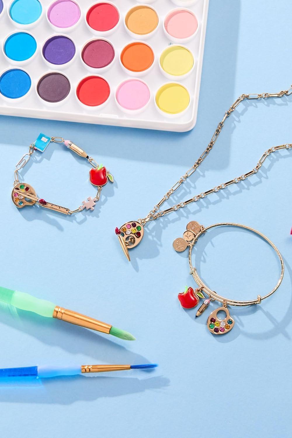 imageAlex and Ani Artist Palette amp Paint Brush Toggle Necklace Artsy GoldTone Charm Necklace Perfect for Expressing Creativity Ideal for Women