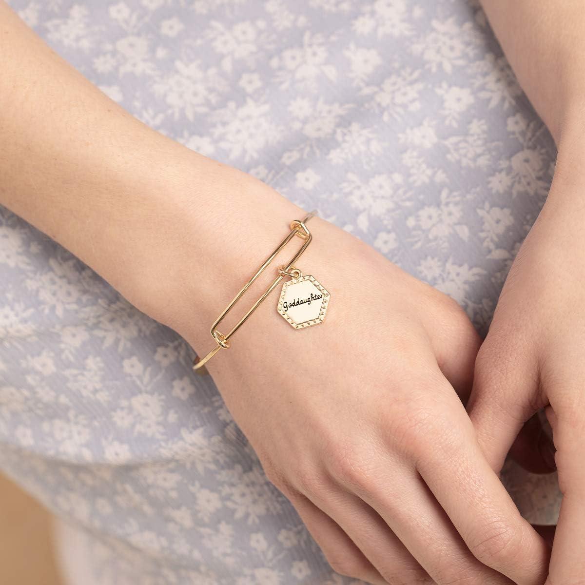 imageAlex and Ani Because I Love You Expandable Wire Bangle Bracelet for Women Meaningful Charms 2 to 35 inShiny Antique Gold Finish