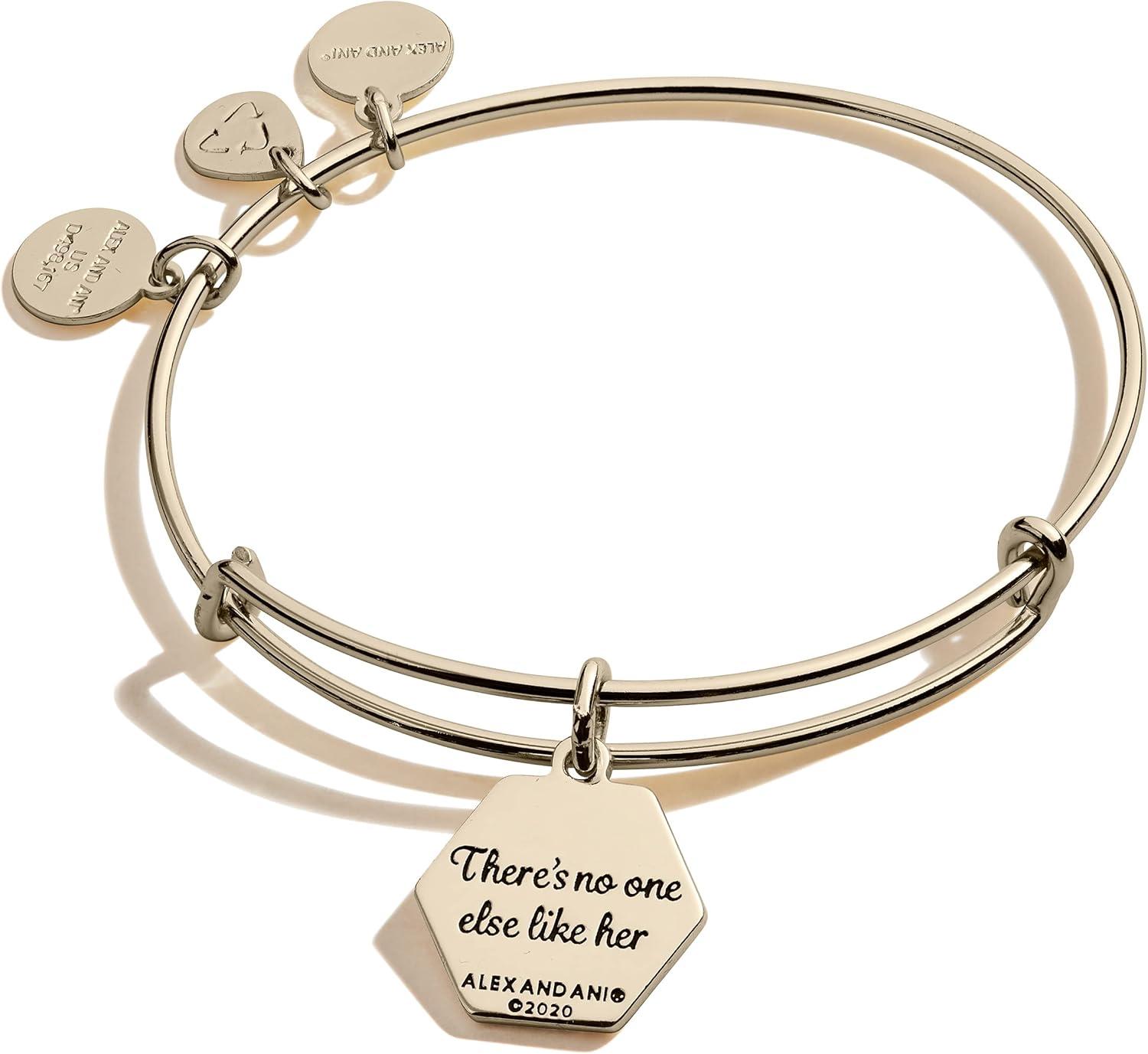 imageAlex and Ani Because I Love You Expandable Wire Bangle Bracelet for Women Meaningful Charms 2 to 35 inShiny Antique Gold Finish