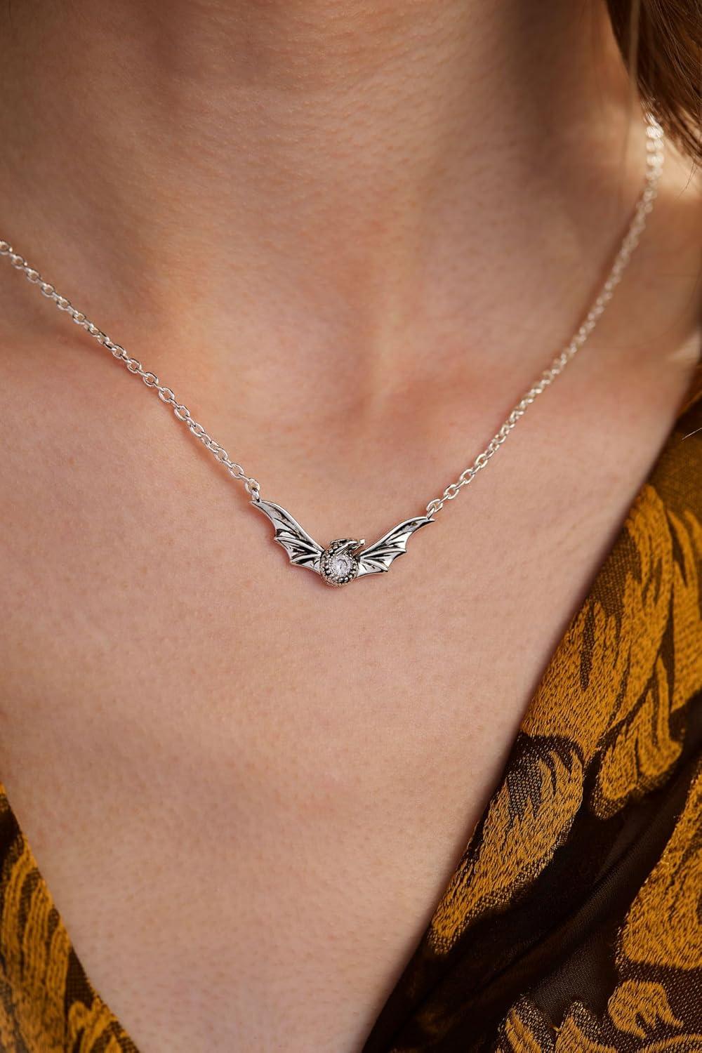 imageAlex and Ani HOUSE OF THE DRAGON Necklaces Dimensional Dragon amp Helmet Pendants with Faceted Crystal NickelFree Unique Jewelry GiftSyrax Necklace Antique Silver