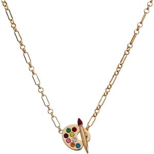 Alex and Ani Artist Palette & Paint Brush Toggle Necklace – Artsy Gold-Tone Charm Necklace Perfect for Expressing Creativity, Ideal for Women