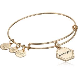 Alex and Ani Because I Love You Expandable Wire Bangle Bracelet for Women, Meaningful Charms, 2 to 3.5 in(Shiny Antique Gold Finish)