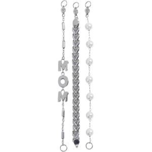Alex and Ani Mom Pearl Stranded Bracelet Set(Stainless Silver)
