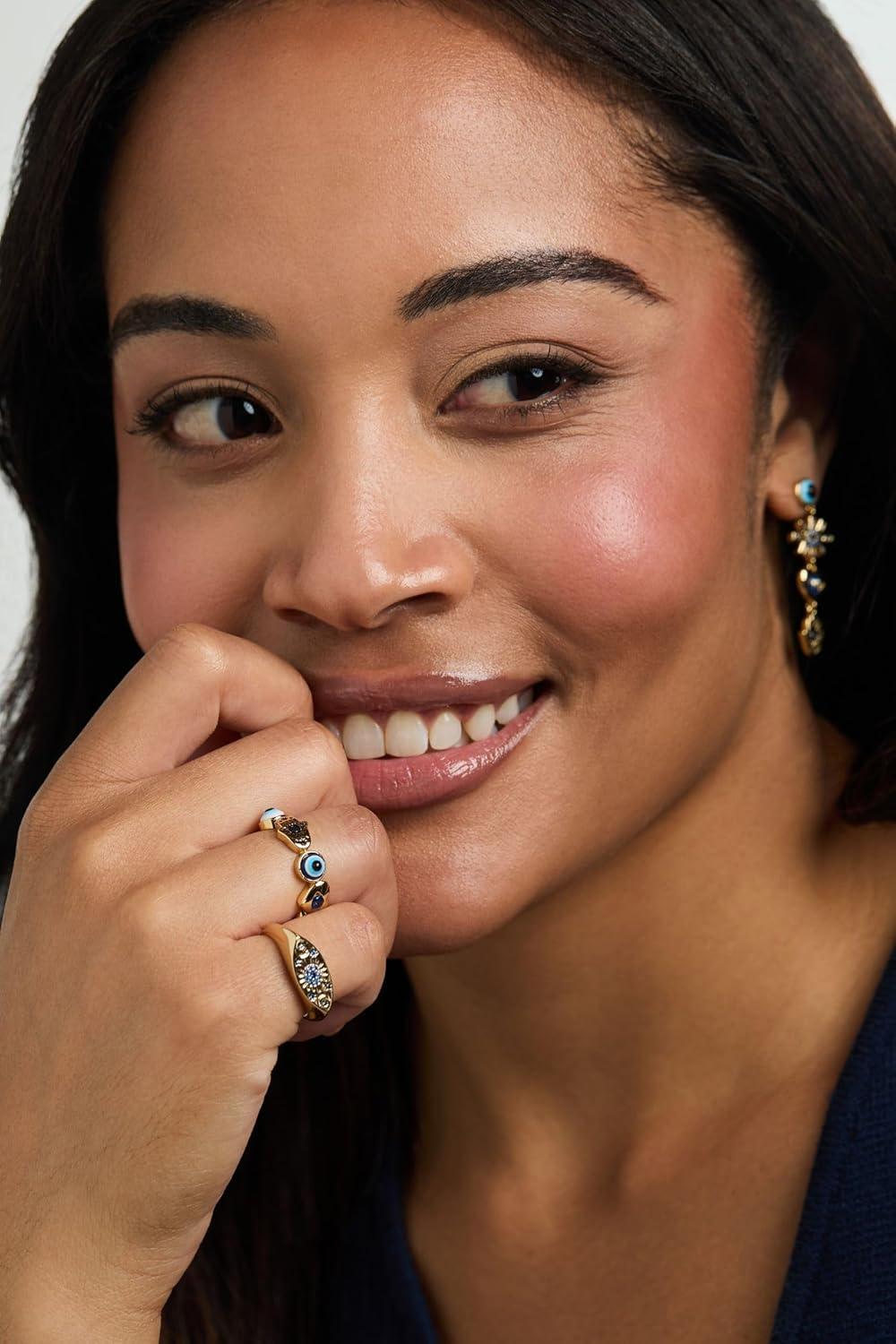 imageAlex and Ani GoldPlated Evil Eye Earring Crystal Pav amp Baguette Stones Charm Hamsa amp Heart Symbolizes Protection amp Strength Ideal Evil Eye Jewelry for WomenLinear Earrings