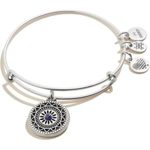 Alex and ANI Path of Symbols Expandable Bangle for Women, New Day Charm, Rafaelian Finish, 2 to 3.5 in(Rafaelian Silver Finish)