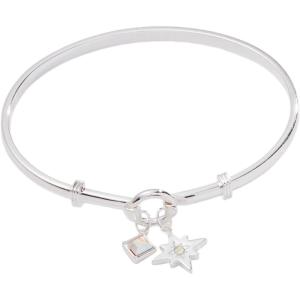 Alex and Ani North Star + Crystal Charm Clip Bangle(Shiny Silver)