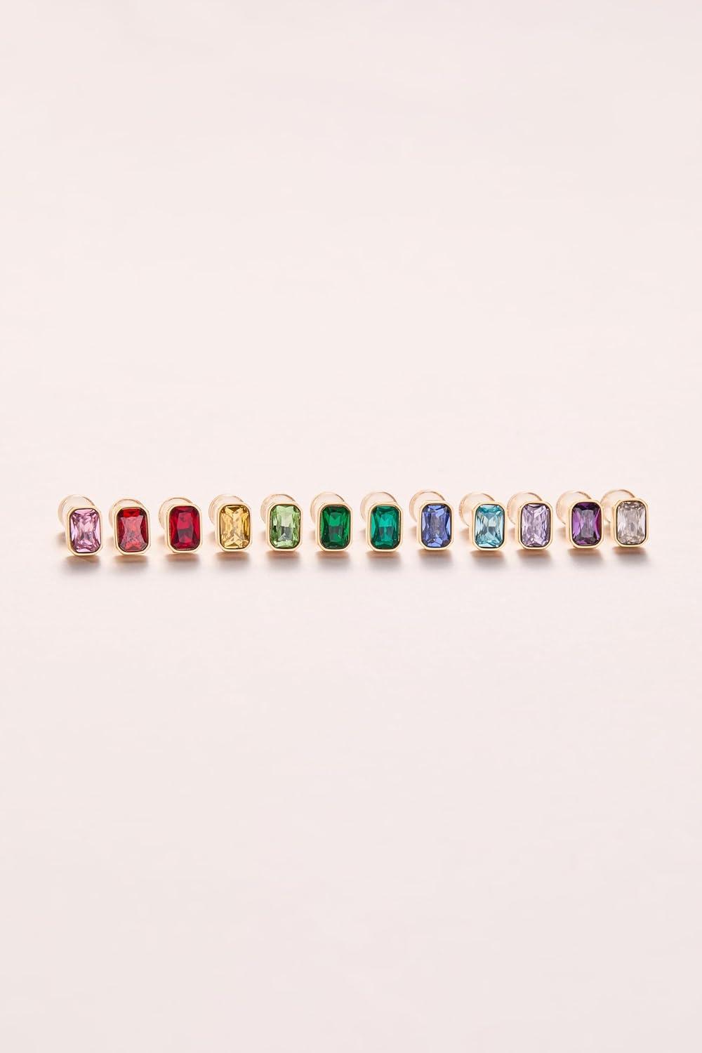 imageAlex and Ani EmeraldCut Birthstone Stud EarringsMay Stainless Gold