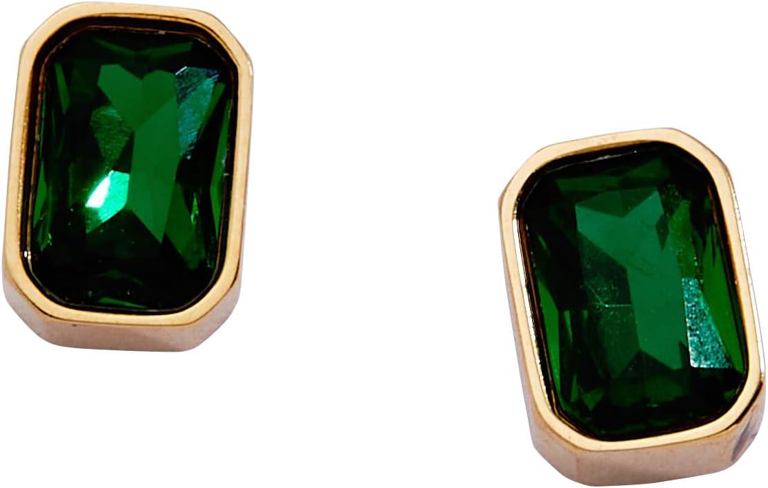 imageAlex and Ani EmeraldCut Birthstone Stud EarringsMay Stainless Gold