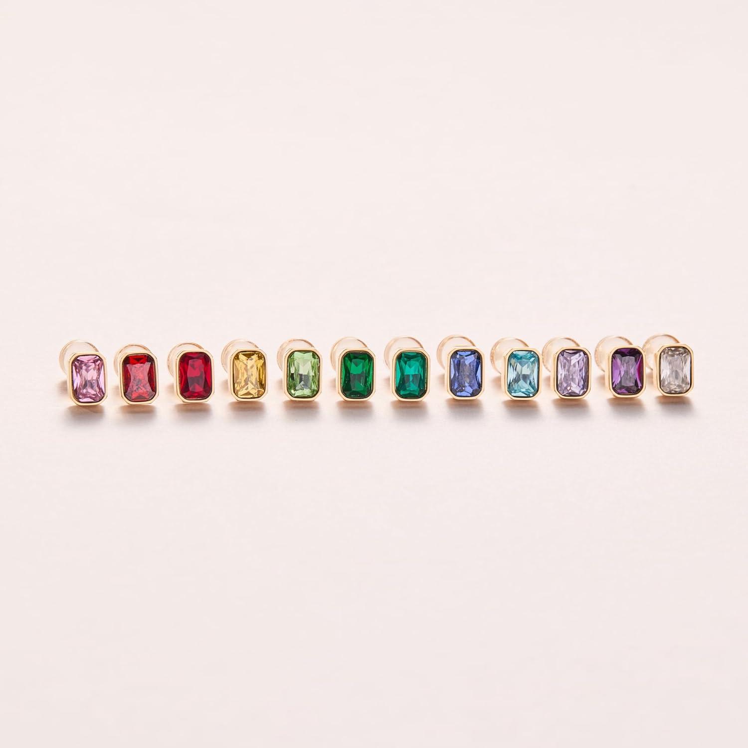 imageAlex and Ani EmeraldCut Birthstone Stud EarringsNovember Stainless Silver