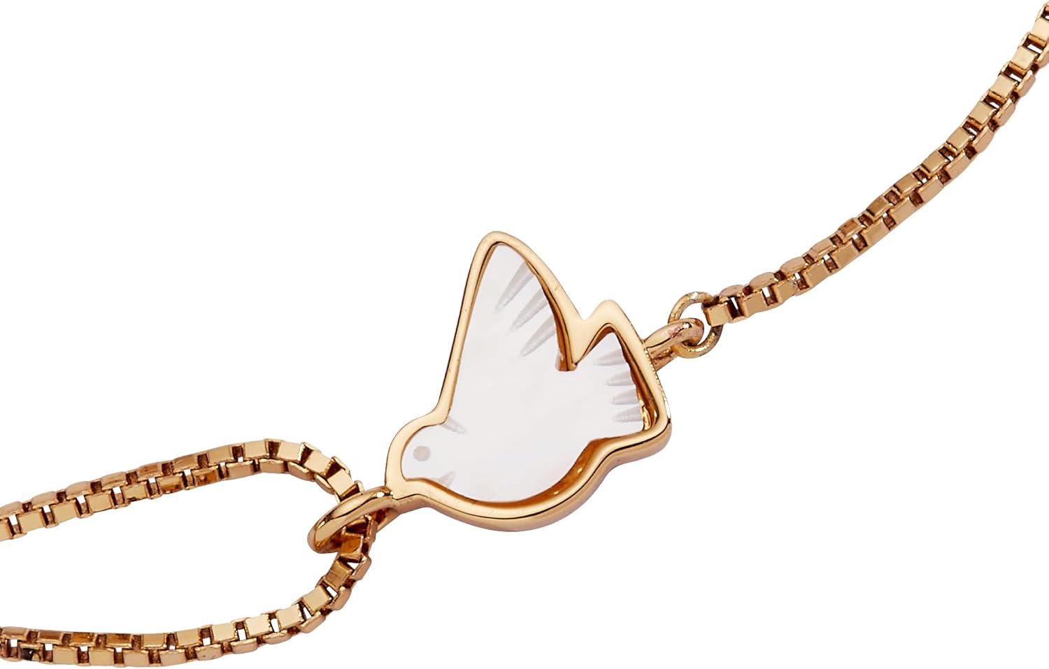imageAlex and Ani Pearlized Dove Peace Pull Chain Bracelet for Women Shiny Gold