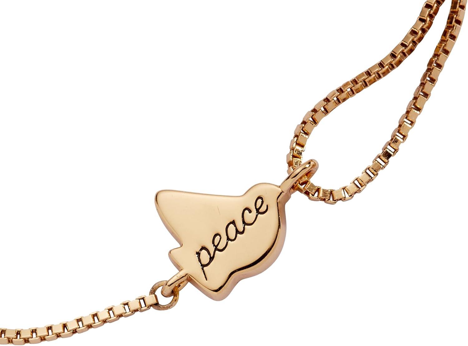 imageAlex and Ani Pearlized Dove Peace Pull Chain Bracelet for Women Shiny Gold