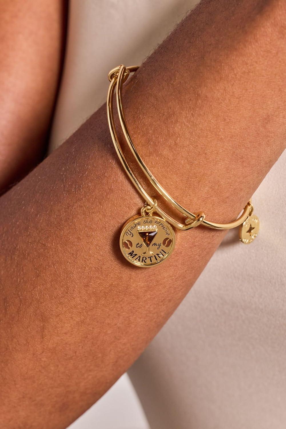 imageAlex and Ani Youre the Espresso to my Martini Charm Bangle Bracelet Shiny Gold Bracelets for Women NickelFree Safe Materials