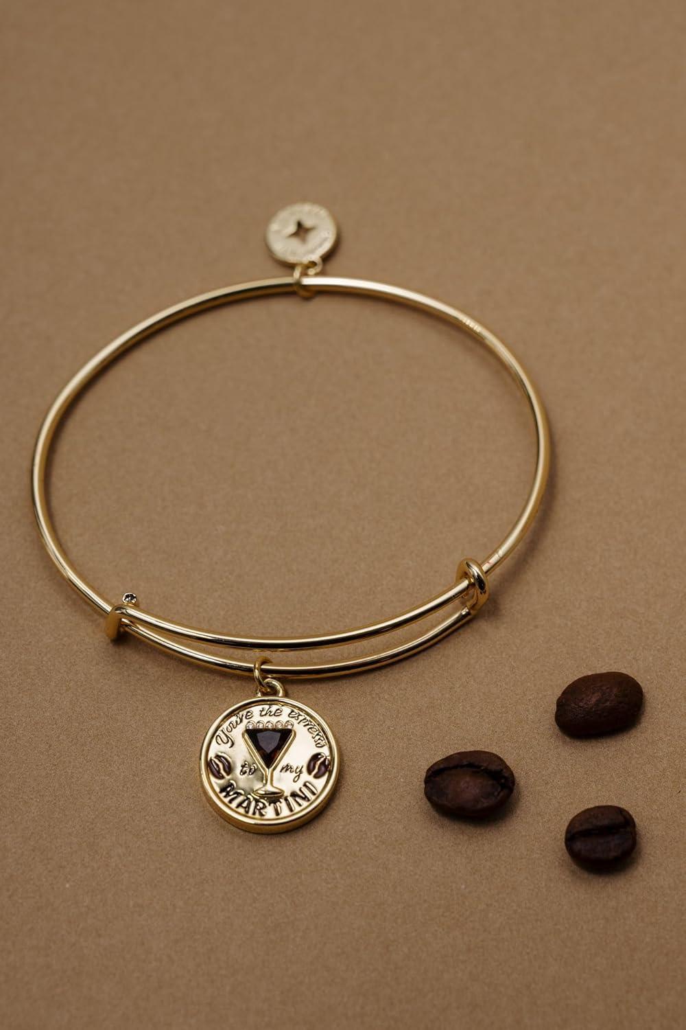 imageAlex and Ani Youre the Espresso to my Martini Charm Bangle Bracelet Shiny Gold Bracelets for Women NickelFree Safe Materials