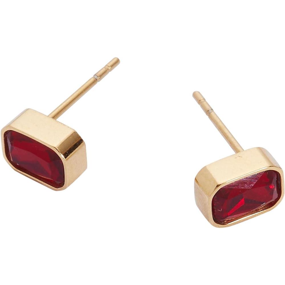 imageAlex and Ani EmeraldCut Birthstone Stud EarringsJuly Stainless Gold