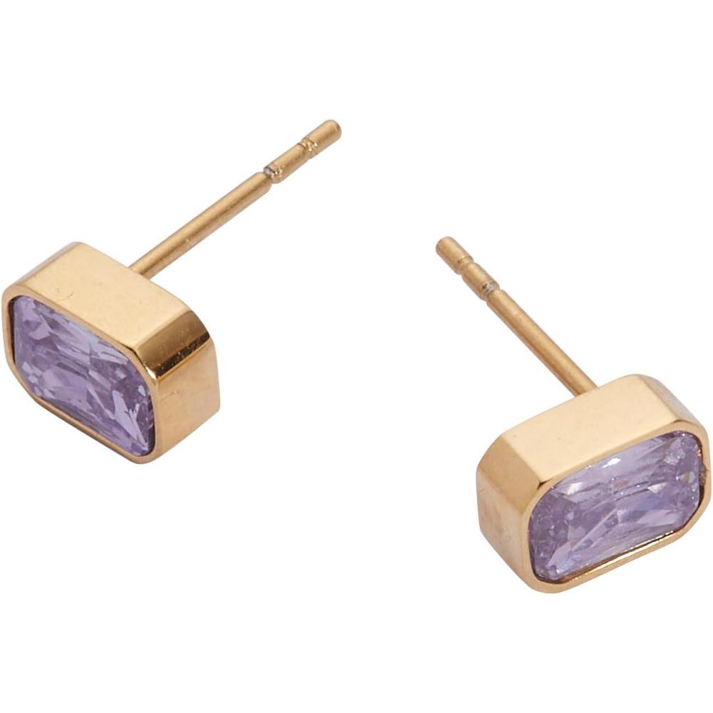 imageAlex and Ani EmeraldCut Birthstone Stud EarringsJune Stainless Gold