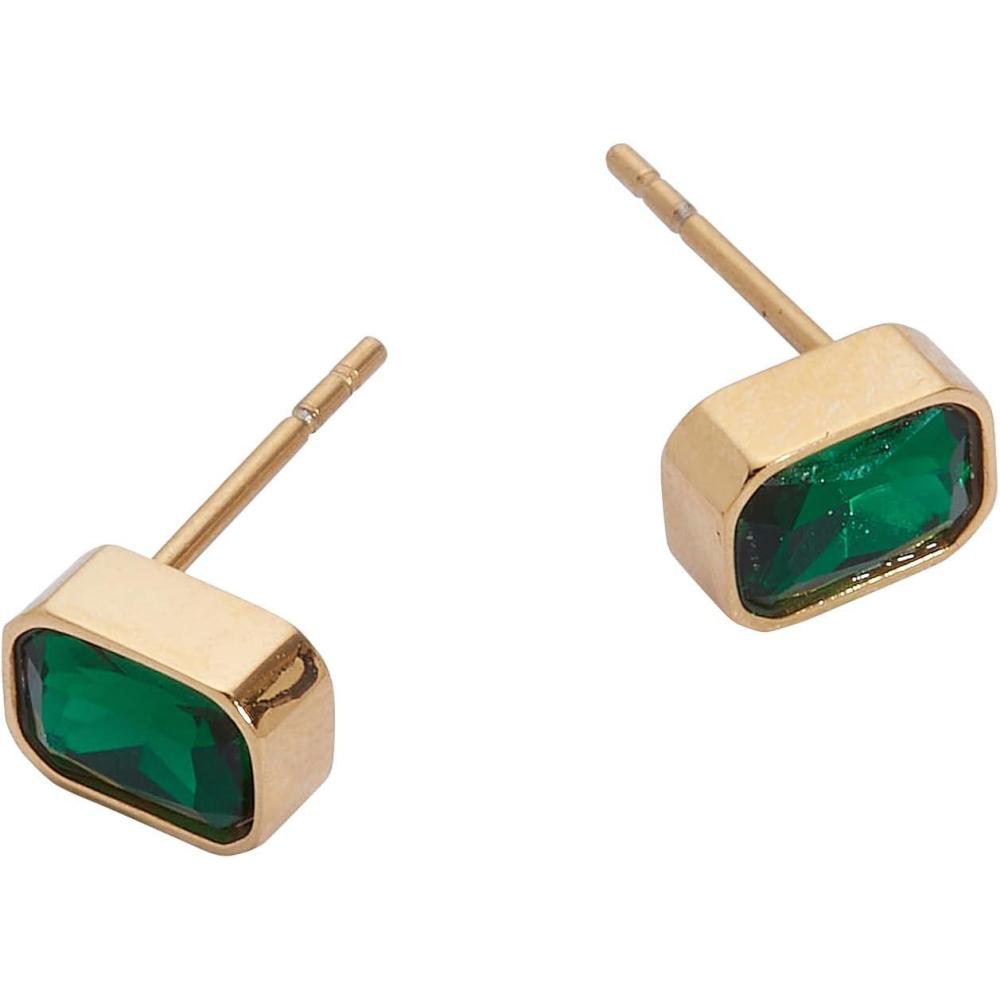 imageAlex and Ani EmeraldCut Birthstone Stud EarringsMay Stainless Gold