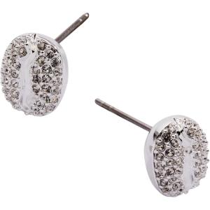 Alex and Ani Coffee Bean Pave Stud Earring, Shiny Silver