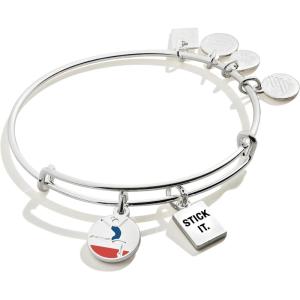 Alex and Ani Collaborations Expandable Bangle for Women, Team USA Duo Charms, Shiny Finish, 2 to 3.5 in(Shiny Silver Finish)