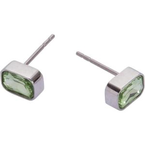 Alex and Ani Emerald-Cut Birthstone Stud Earrings(August (Stainless Silver))