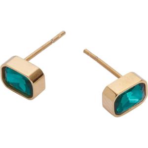 Alex and Ani Emerald-Cut Birthstone Stud Earrings(December (Stainless Gold))
