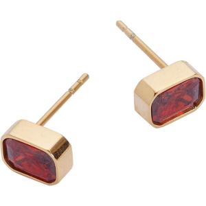 Alex and Ani Emerald-Cut Birthstone Stud Earrings(January (Stainless Gold))