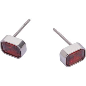 Alex and Ani Emerald-Cut Birthstone Stud Earrings(January (Stainless Silver))