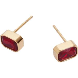 Alex and Ani Emerald-Cut Birthstone Stud Earrings(July (Stainless Gold))