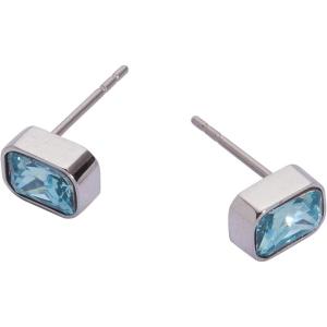 Alex and Ani Emerald-Cut Birthstone Stud Earrings(March (Stainless Silver))