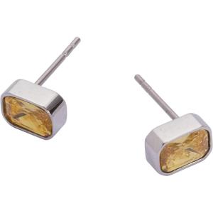 Alex and Ani Emerald-Cut Birthstone Stud Earrings(November (Stainless Silver))