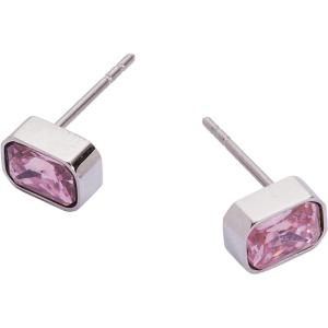 Alex and Ani Emerald-Cut Birthstone Stud Earrings(October (Stainless Silver))