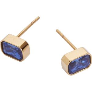 Alex and Ani Emerald-Cut Birthstone Stud Earrings(September (Stainless Gold))