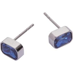 Alex and Ani Emerald-Cut Birthstone Stud Earrings(September (Stainless Silver))