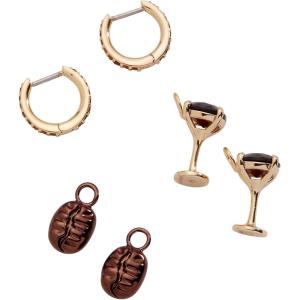 Alex and Ani Espresso Martini Huggie Hoop Earring Set, Shiny Gold