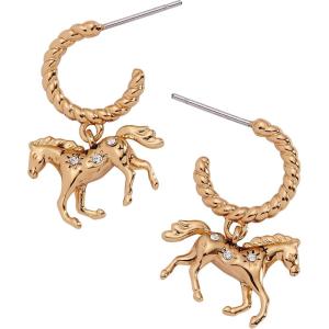 Alex and Ani Horse Huggie Hoop Earrings(Shiny Gold)