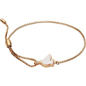 Alex and Ani Pearlized Dove Peace Pull Chain Bracelet for Women (Shiny Gold)