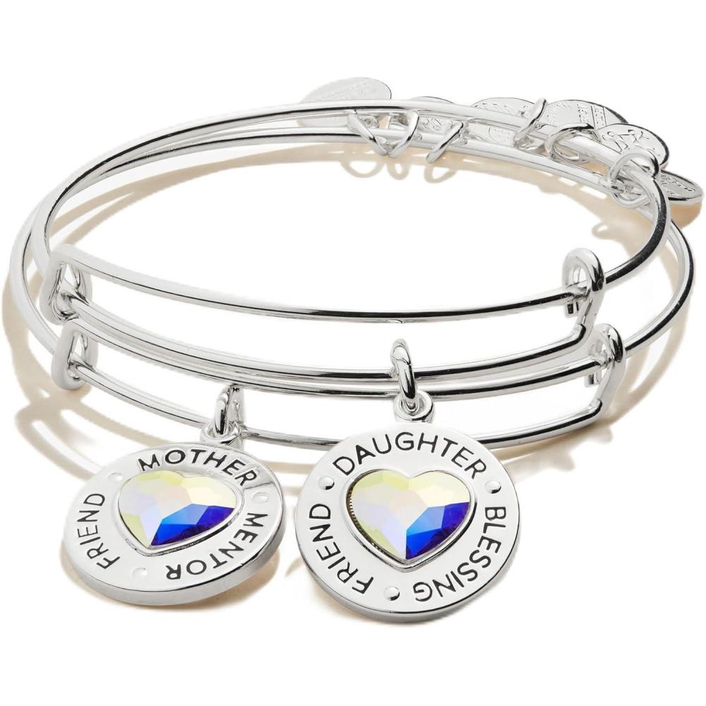 imageAlex and Ani Mother Daughter Charm Bangles Set of 2Shiny Silver